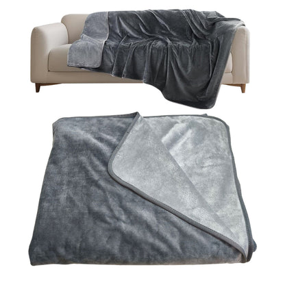 Water-Resistant Reversible Flannel Blanket-Grey