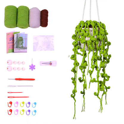 Knitting Kit for Beginners Hanging Potted Plants Needlework Starter Kit Style 3