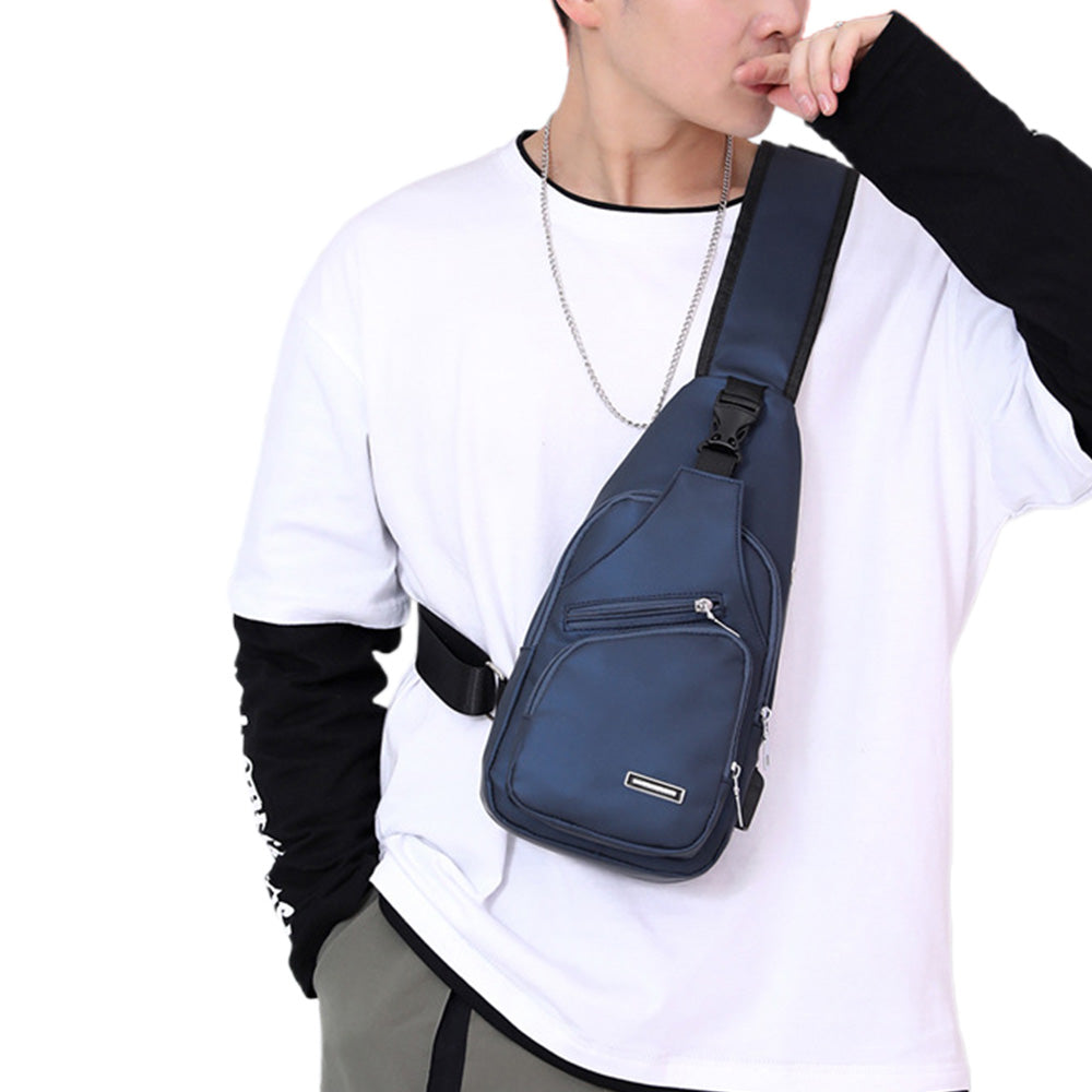 Men Chest Bag Shoulder Backpack Cross Body Satchel Travel Sling   Bag Blue