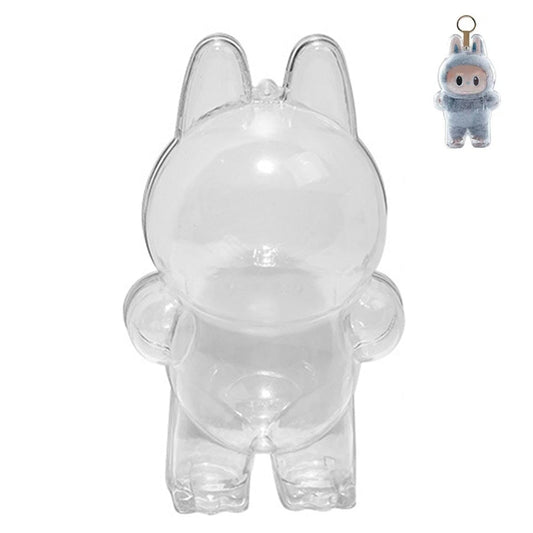 Clear Protective Case for Labubu Figure Dustproof Storage Box with Top Strap Hole for LABUBU Gen 1 Standing Figure
