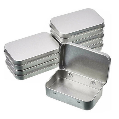 6 PCS Rectangular Small Tin Box with Hinged Lid