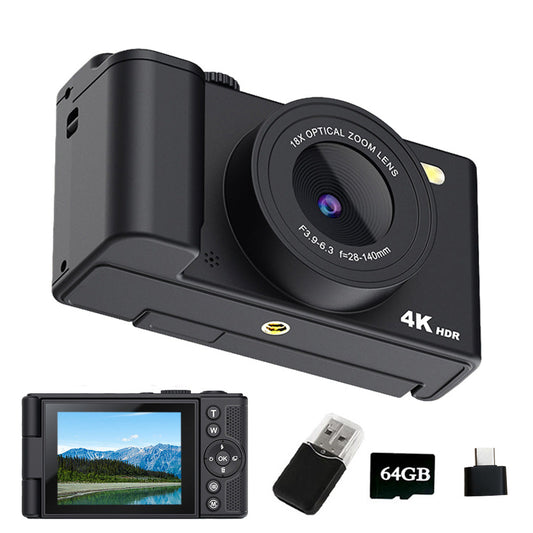 4K Digital Camera with Flip Screen and Autofocus for Vlogging and Photography Beginners Black