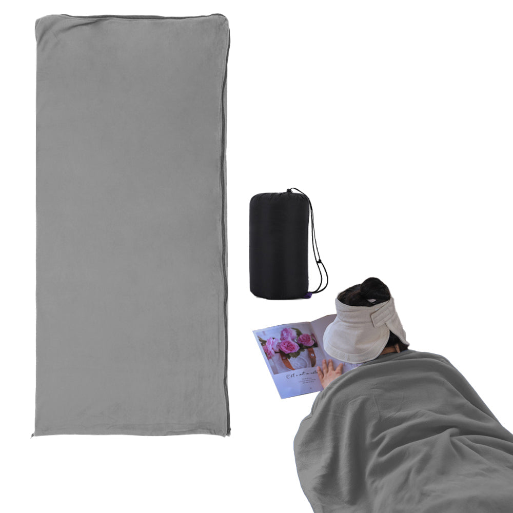 Fleece Single Sleeping Bag Liner Camping Blanket Travel Sheets for Hotel Camping Gray