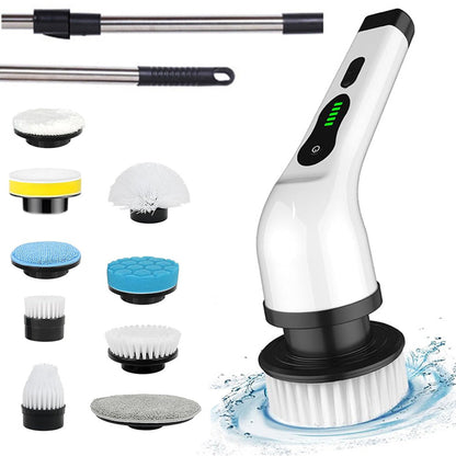 Cordless Electric Spin Scrubber with 9 Replaceable Brush Heads and Extendable Pole for Home Use
