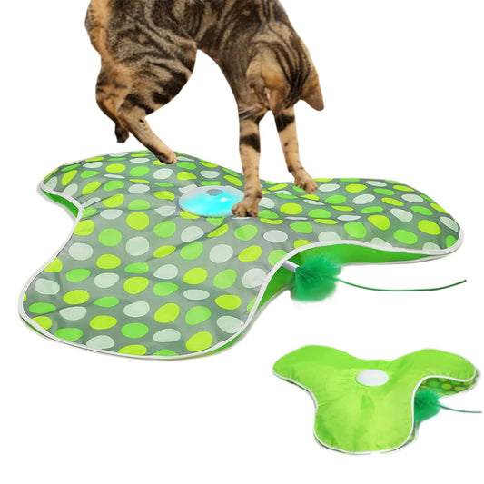 Automatic Interactive Cat Toy with Moving Feather and Sound for Indoor Play Green