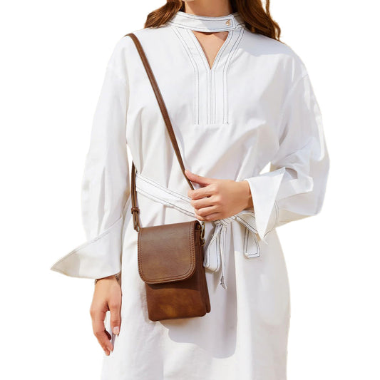 PU Leather Women¡¯s Crossbody Bag with Adjustable Strap Small Cell Phone Purse Brown