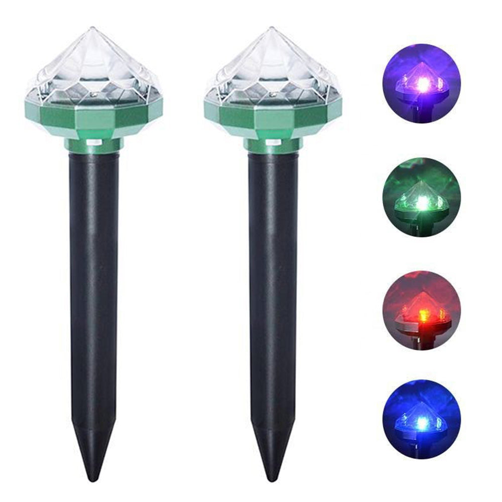 2pcs Solar Snake Repellent LED Light Ultrasonic Pest Repeller for Yard Garden
