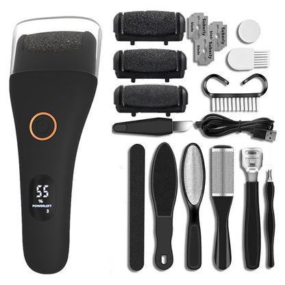 Rechargeable Electric Foot File Callus Remover Tool for Cracked Heels Black