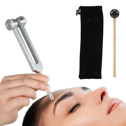 128Hz Tuning Forks Set with Reflex Hammer - Silver