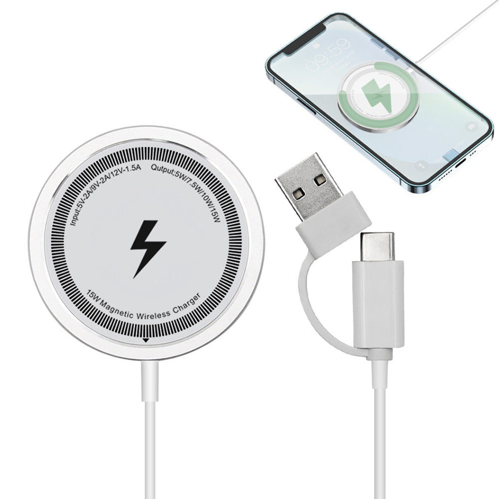 15W Fast Charger for iPhone 16 15 14 13 12 Series Wireless Charger for Wireless Charging Smart Phones White