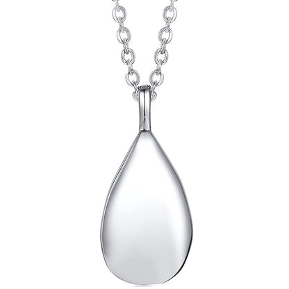 Stainless Steel Teardrop Cremation Pendant â€?Keepsake Memorial Necklace Sliver