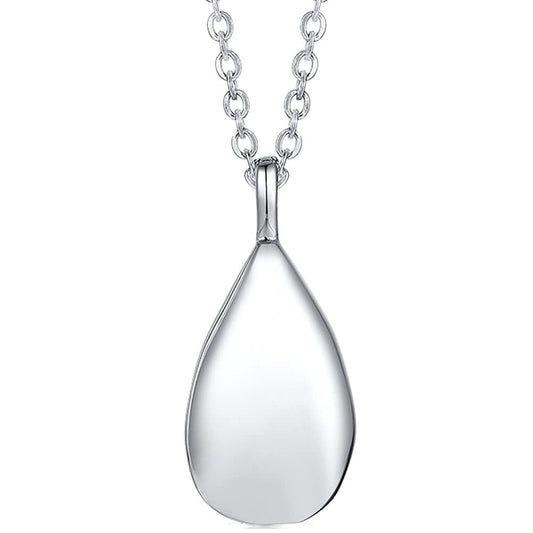 Stainless Steel Teardrop Cremation Pendant â€?Keepsake Memorial Necklace Sliver
