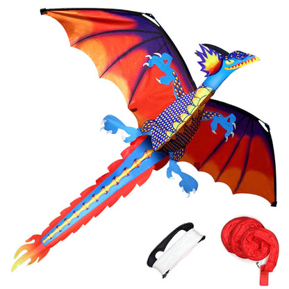 1.4m 3D Dragon Kite with 100m Flying Line for Kids and Adults Outdoor Fun