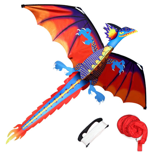 1.4m 3D Dragon Kite with 100m Flying Line for Kids and Adults Outdoor Fun