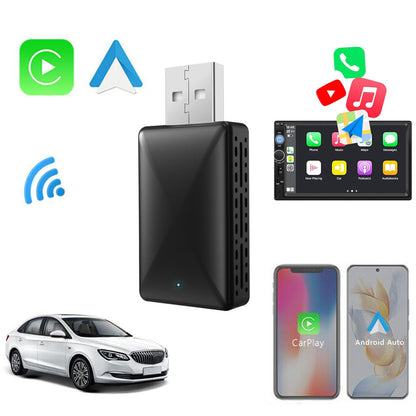 2 in-1 Wireless WiFi CarPlay Adapter Plug and Play Bluetooth Android Auto Car Dongle Connect Box