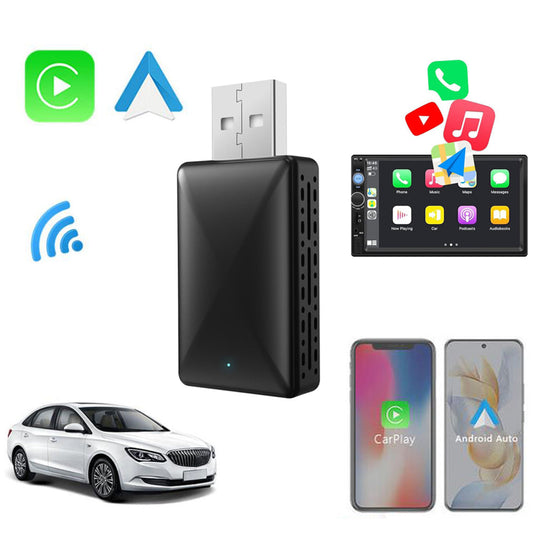 2 in-1 Wireless WiFi CarPlay Adapter Plug and Play Bluetooth Android Auto Car Dongle Connect Box