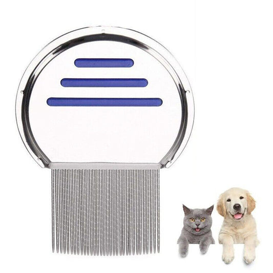 Stainless Steel Pet Flea Comb Fine Tooth Grooming Tool Blue
