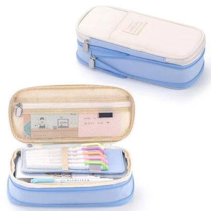 Expandable Zipper Pencil Case-Blue