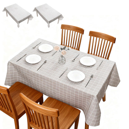 2-Pack PVC Tablecloth Waterproof Oilproof with Checkered Pattern Gray Check
