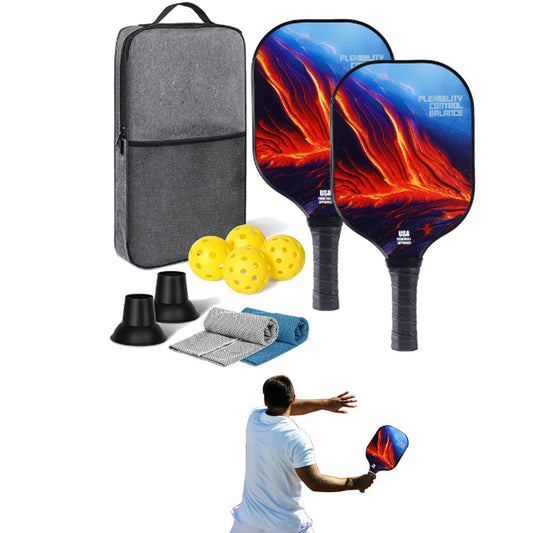 Fiberglass Pickleball Game Set 2 Pcs Pickleball Paddles with 4 Balls Style 1
