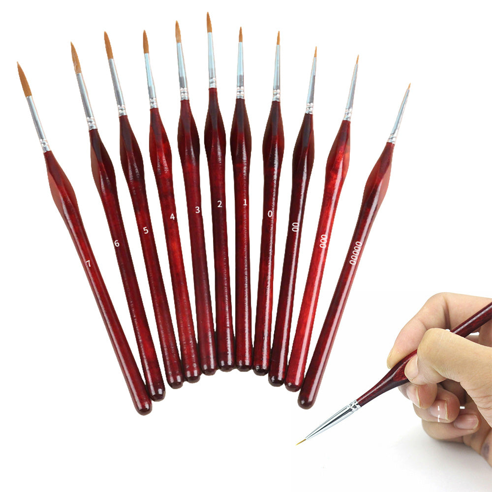 11 PCS Artist Paint Brush Set Detail Painting Brush-Red