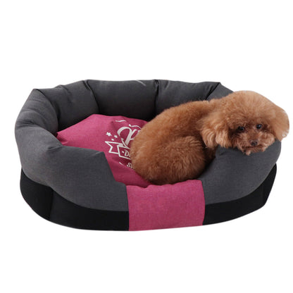 Waterproof Pet Bed with Removable Washable Cover for Small & Medium Cats and Dogs Black and Pink S