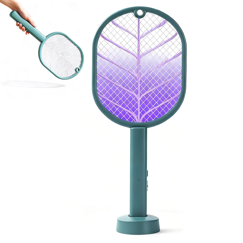 2-in-1 Electric USB Rechargeable Fly Swatter and Mosquito Killer Racket Green