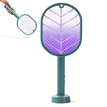 2-in-1 Electric USB Rechargeable Fly Swatter and Mosquito Killer Racket Green