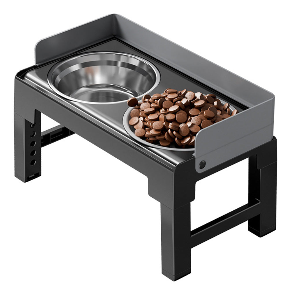 5-Level Height Adjustable Raised Bowl for Pet Dogs Elevated Dog Bowls Grey