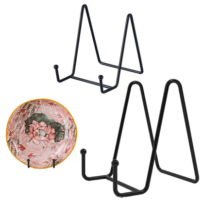 2Pcs Picture Frame Display Stands Photo Pedestal Art Plate Holders Black