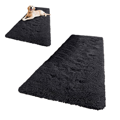 Non Slip Floor Mats Long Bedroom Rugs Fluffy Floor Mat Black
