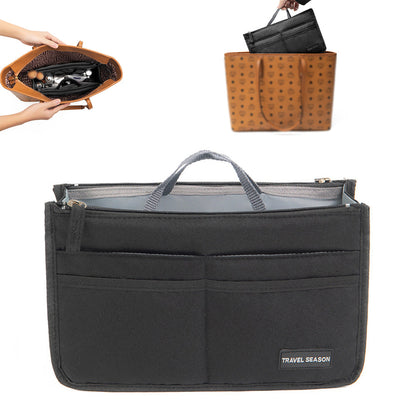 Multi-Pocket Handbag Insert Liner Tote Travel Makeup Purse Pouch Organiser Black