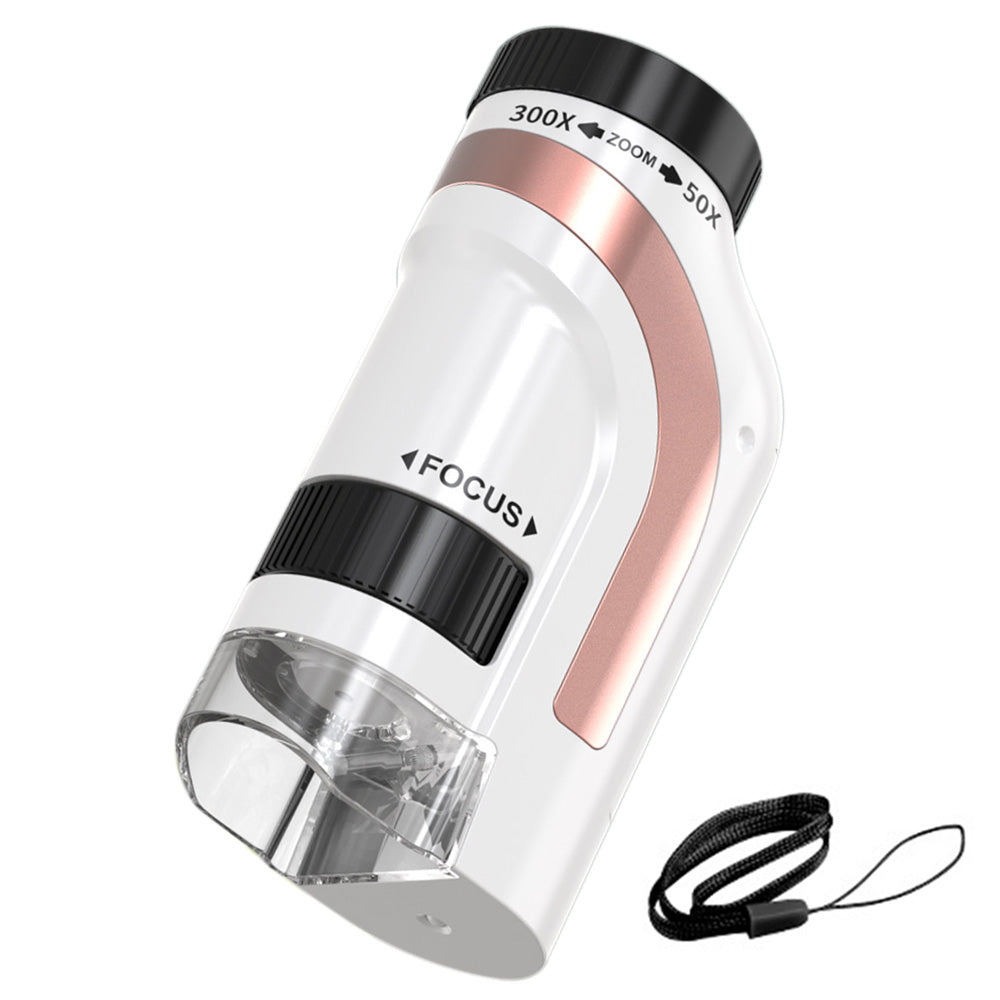 50X-300X Handheld Microscope with LED Lights Portable Pocket Zoom Pink