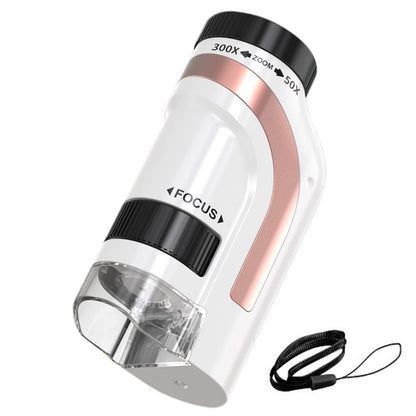 50X-300X Handheld Microscope with LED Lights Portable Pocket Zoom Pink