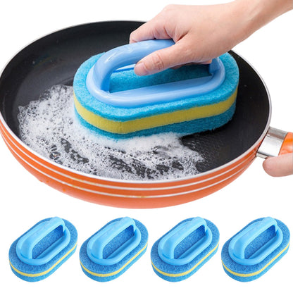 5Pcs Sponge Scrubber with Handle Kitchen Cleaning Tool for Dishes Sinks Blue
