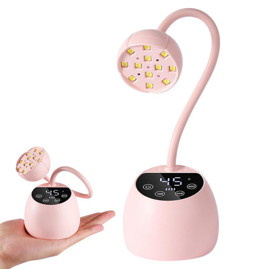 UV LED Nail Lamp Mini Cordless Gel Dryer With Adjustable Gooseneck For Gel Nails Pink