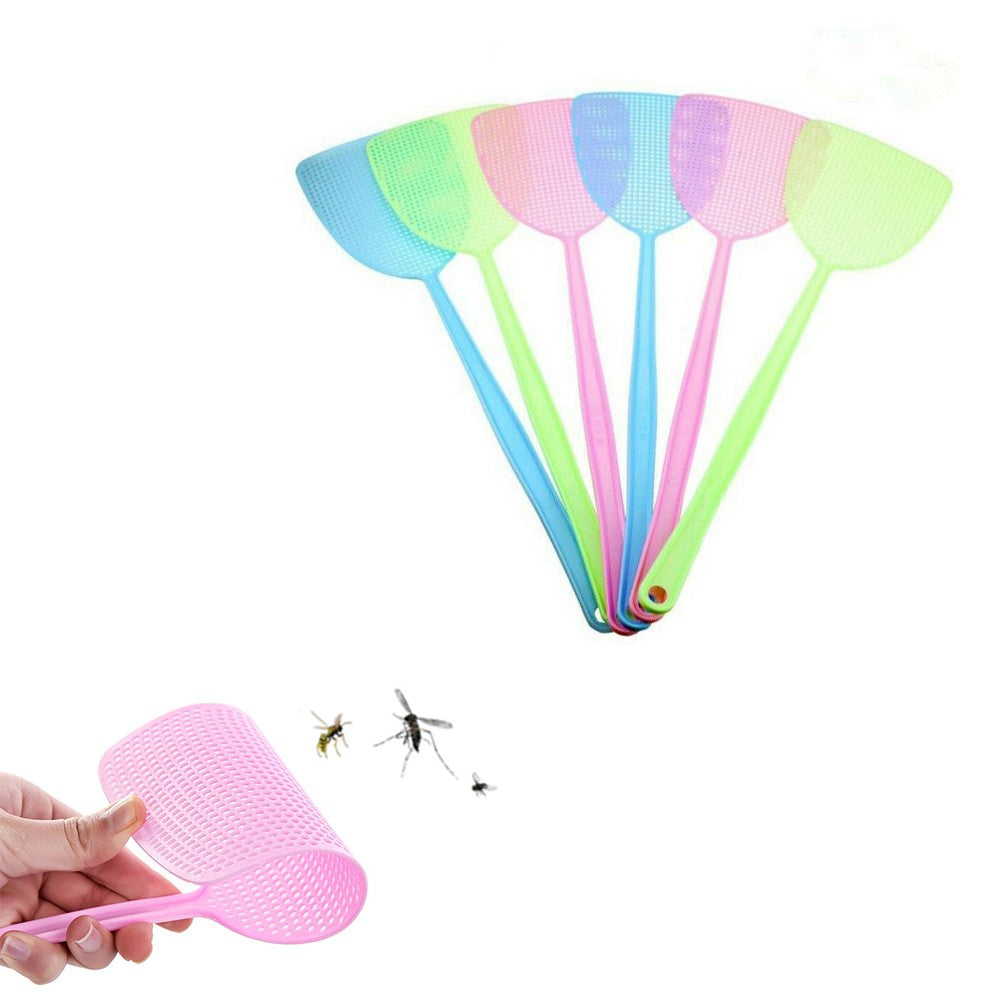 12 Pcs Plastic Fly Swatter Manual Reusable Swat Pest Control with Long Handle