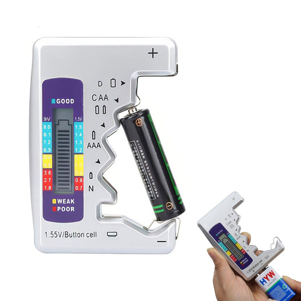 Universal LCD Dispay Battery Checker Digital Battery Tester for C/D/N/AA/AAA/9V/1.55V Button Cell Silver
