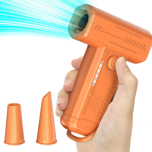 2-in-1 Electric Air Duster 130000 RPM Mini Blower with LED Light for Camping Home Car Orange
