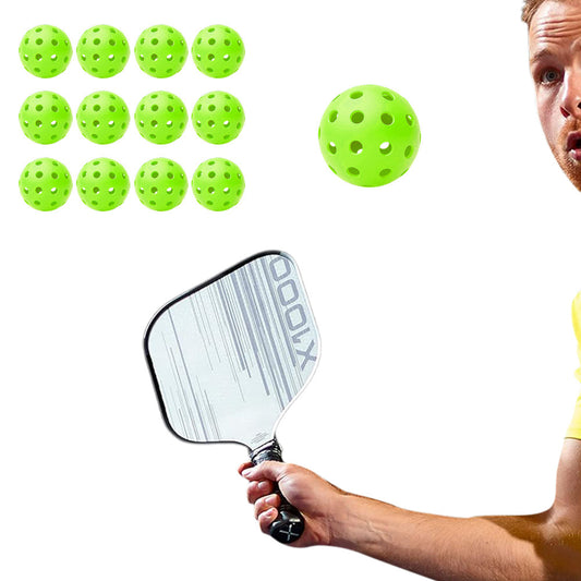 12Pcs Set 40-Hole Pickleball Balls High Bounce Outdoor Pickleball Set Green