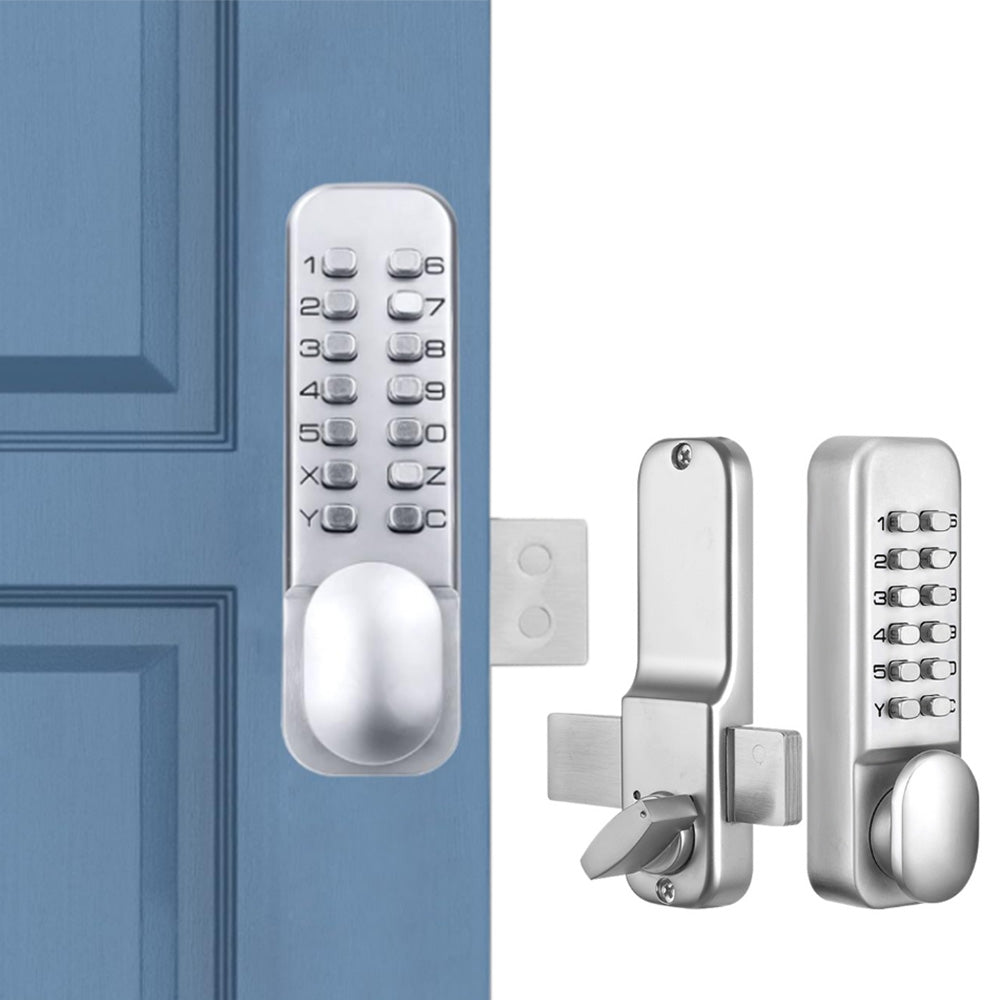 Mechanical Keyless Entry Door Lock Smart Code Combination Security Door Knob Silver