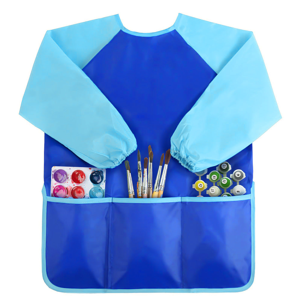 Kids Art Smock Waterproof Painting & Craft Apron for Children Also for Cooking Blue