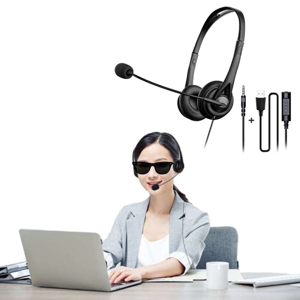USB Wired Headset with Microphone 3.5mm Headset with Mic for Cell Phone Computer