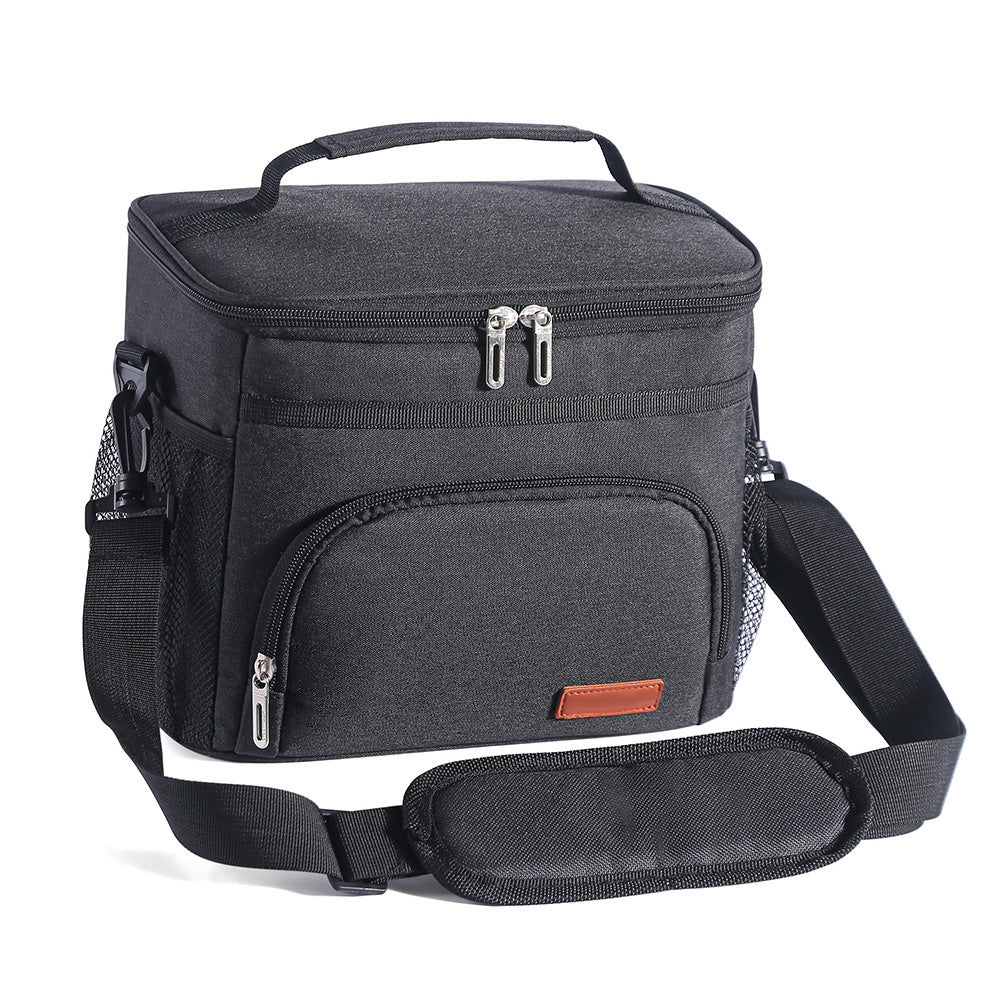 Insulated Lunch Box Leak-Proof Cooler Bag with 4 Pockets Black