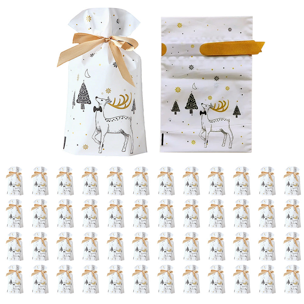 50PCS Christmas Candy Treat Bags Gift Wrapping Drawstring Bags for Holiday Parties Style 1