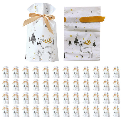 50PCS Christmas Candy Treat Bags Gift Wrapping Drawstring Bags for Holiday Parties Style 1