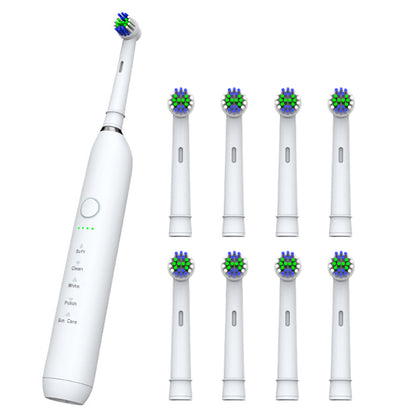 Electric Toothbrush with 5 Modes and 8 Brush Heads-White