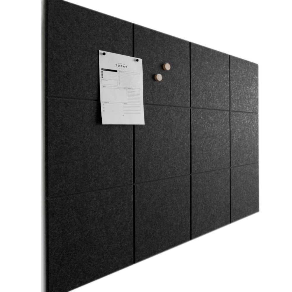 12Pcs Felt Wall Tiles Self-Adhesive Pin Board Panels for Photos Memos Black