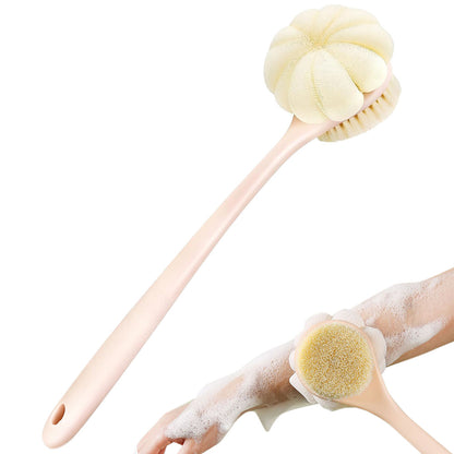 2 in 1 Double Sided Shower Brush with Loofah -Pink