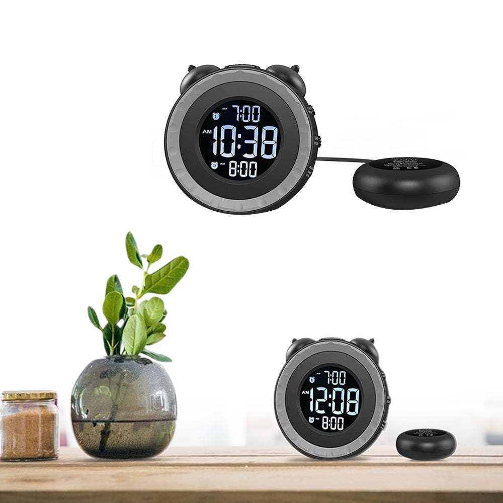 Loud Dual Alarm Clock with Bed Shaker Vibrating Alarm Clock for Heavy Sleepers